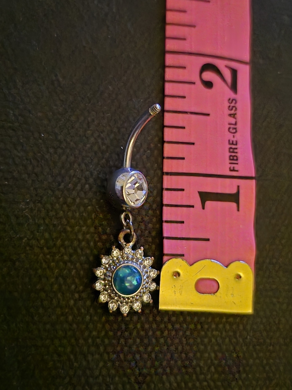 Silver Sunburst Blue Opal Navel Ring